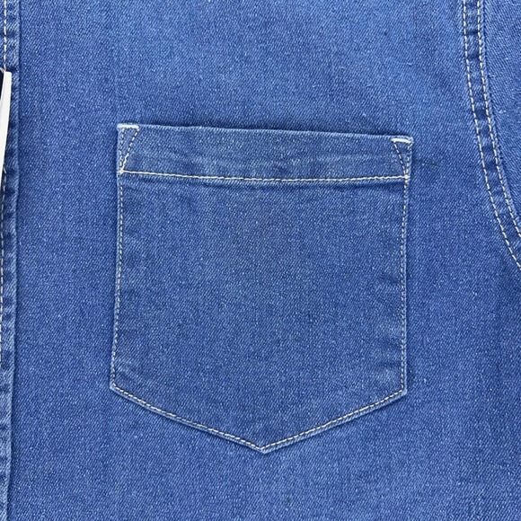 BoohooMAN Denim Shirt Short Sleeve Button Up Casual Top New L - Picture 6 of 10